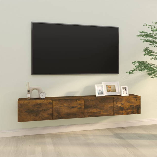 The Living Store Wandgemonteerd TV-meubel - Gerookt eiken - 100 x 30 x 30 cm - Hoogwaardig materiaal