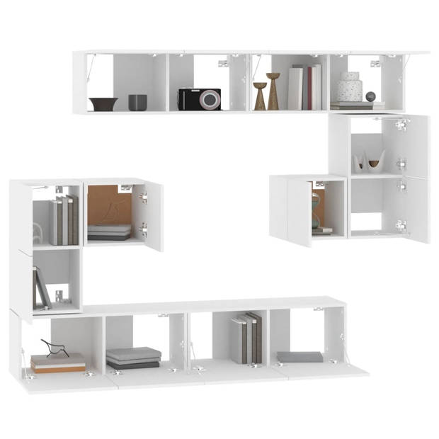 The Living Store Hangende TV-meubelset - wit - 30.5 x 30 x 30 cm (S) - 60 x 30 x 30 cm (M) - 80 x 30 x 30 cm (L)