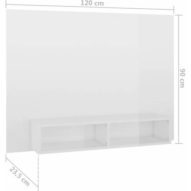 The Living Store TV-wandmeubel - Hifi-kast - 120 x 23.5 x 90 cm - Hoogglans wit