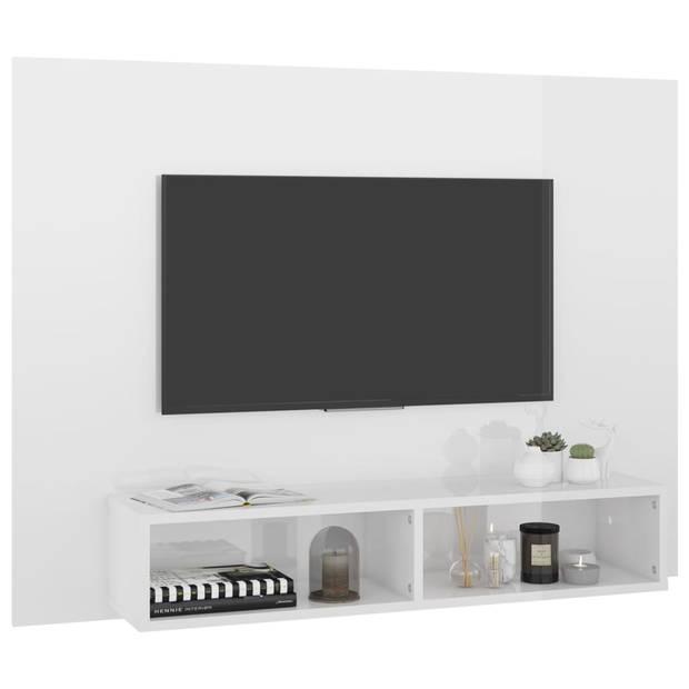 The Living Store TV-wandmeubel - Hifi-kast - 120 x 23.5 x 90 cm - Hoogglans wit