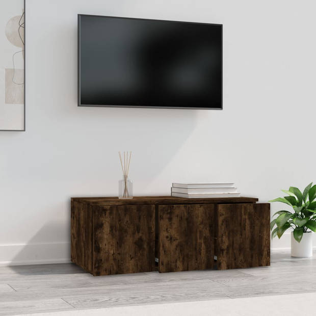 The Living Store TV-kast - Gerookt eiken - 80 x 34 x 30 cm - Duurzaam hout