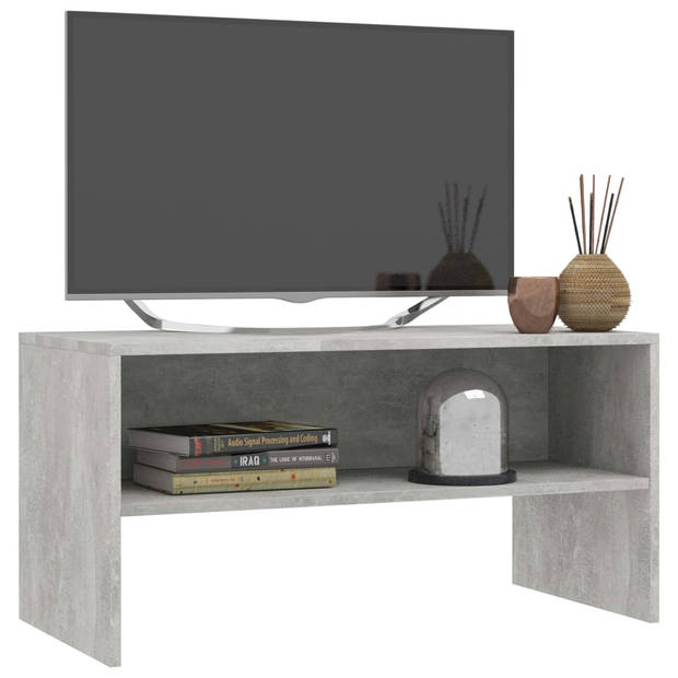 The Living Store Vintage TV-meubel - Betongrijs - 80 x 40 x 40 cm - Bewerkt hout