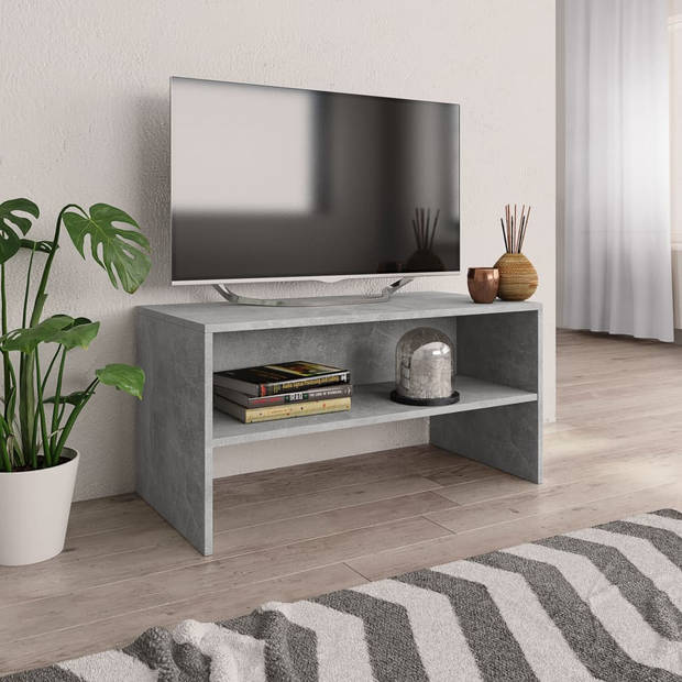 The Living Store Vintage TV-meubel - Betongrijs - 80 x 40 x 40 cm - Bewerkt hout