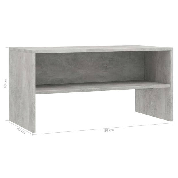 The Living Store Vintage TV-meubel - Betongrijs - 80 x 40 x 40 cm - Bewerkt hout