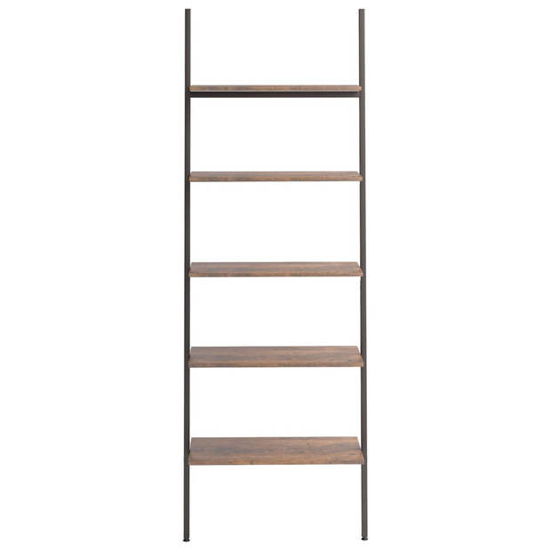 vidaXL Ladderrek met 5 schappen 64x34x185,5 cm donkerbruin en zwart