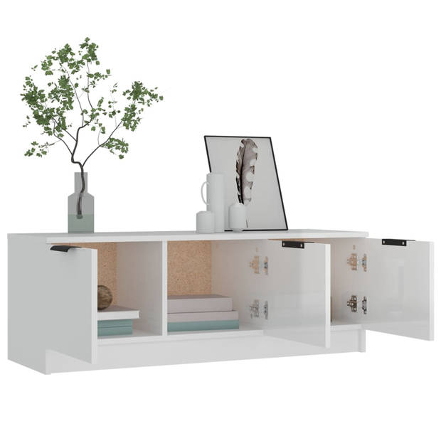 The Living Store TV-meubel Classic Wood - Hoogglans wit - 102 x 35 x 36.5 cm
