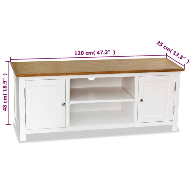 The Living Store Tweekleurig Tv-meubel - 120 x 35 x 48 cm - massief eikenhout en grenenhout