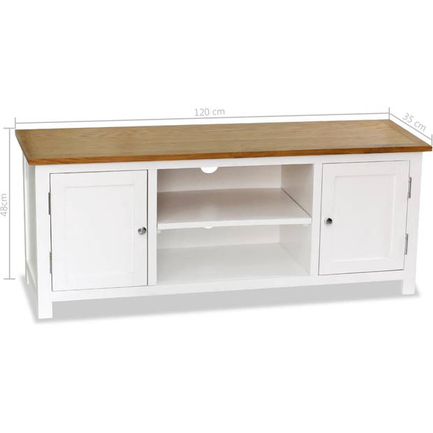 The Living Store Tweekleurig Tv-meubel - 120 x 35 x 48 cm - massief eikenhout en grenenhout