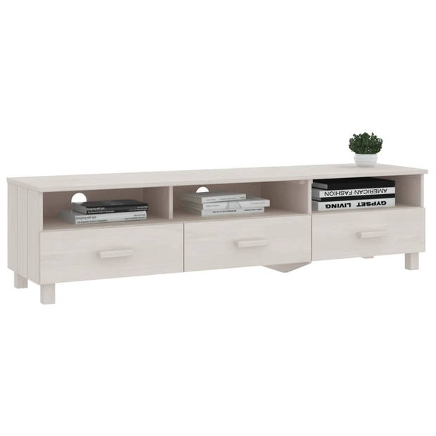 The Living Store HAMAR TV-meubel - wit - massief grenenhout - 158 x 40 x 40 cm (B x D x H)