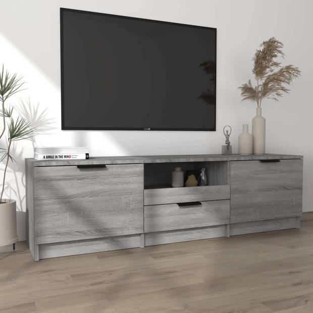 The Living Store TV-meubel - Trendy - Tv-meubels - Afmeting- 140 x 35 x 40 cm - Kleur- Grijs sonoma eiken