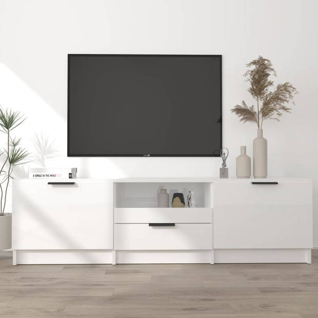 The Living Store TV-meubel - Trendy - Tv-meubel - Afmetingen- 140 x 35 x 40 cm - Kleur- Hoogglans wit