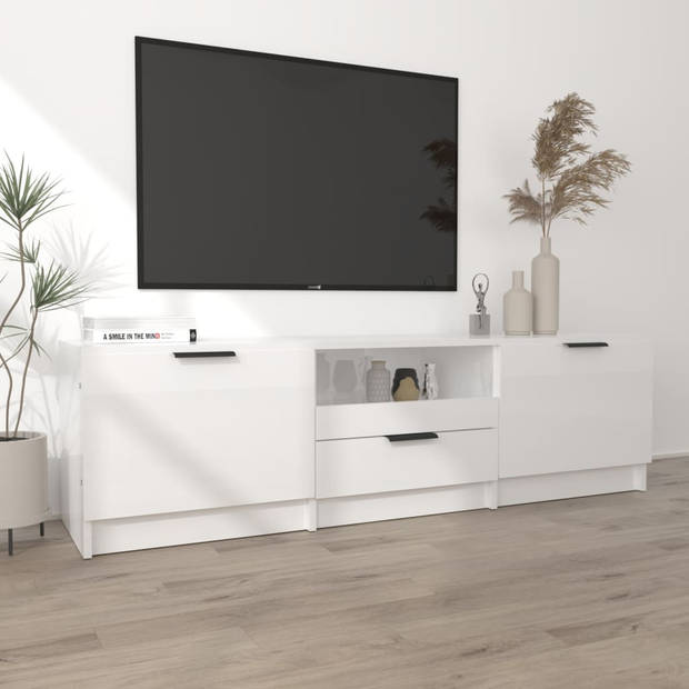 The Living Store TV-meubel - Trendy - Tv-meubel - Afmetingen- 140 x 35 x 40 cm - Kleur- Hoogglans wit