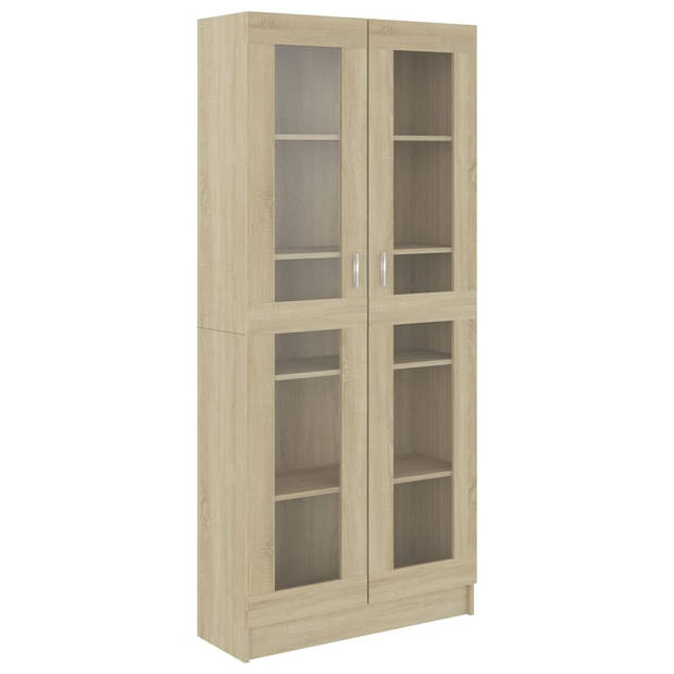 The Living Store Vitrinekast - Sonoma Eiken - 82.5 x 30.5 x 185.5 cm