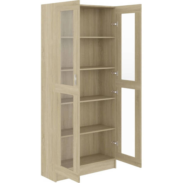 The Living Store Vitrinekast - Sonoma Eiken - 82.5 x 30.5 x 185.5 cm