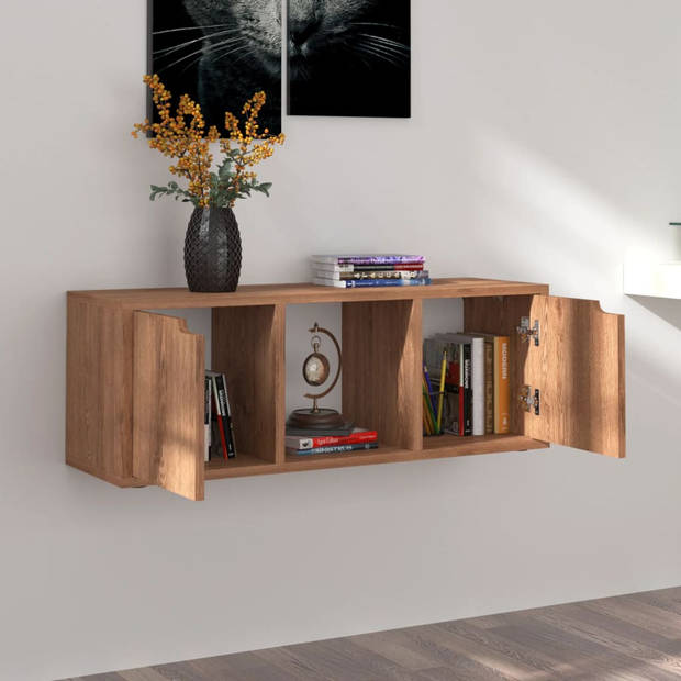 The Living Store Televisiemeubel TV-kast - 88.5 x 27.5 x 30.5 cm - Bruineiken MDF