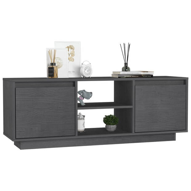 The Living Store TV-meubel - Massief grenenhout - 110 x 30 x 40 cm - Grijs