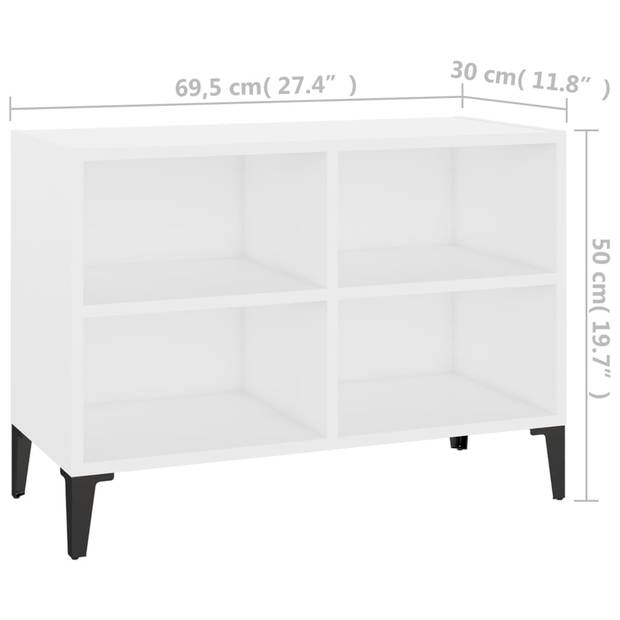 vidaXL Tv-meubel met metalen poten 69,5x30x50 cm wit