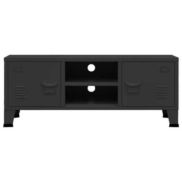 The Living Store TV-meubel - Industriële stijl - 105 x 35 x 42 cm - Zwart - Metaal