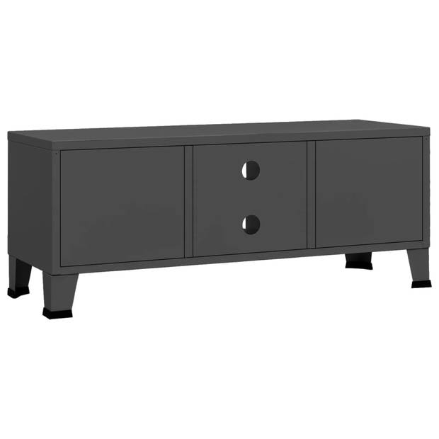 The Living Store TV-meubel Urban - Antraciet - 105 x 35 x 42 cm - Metalen constructie - 2 deuren - 1 schap