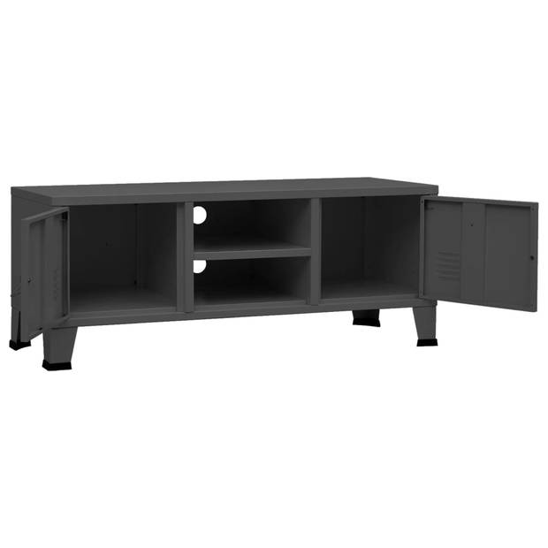 The Living Store TV-meubel Urban - Antraciet - 105 x 35 x 42 cm - Metalen constructie - 2 deuren - 1 schap