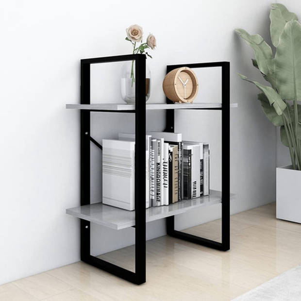 The Living Store Boekenkast Metaal Betongrijs - 60 x 30 x 70 cm - Stevig en duurzaam