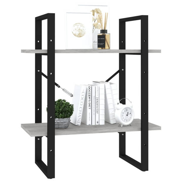 The Living Store Boekenkast Metaal Betongrijs - 60 x 30 x 70 cm - Stevig en duurzaam