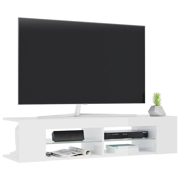 vidaXL Tv-meubel met LED-verlichting 135x39x30 cm hoogglans wit