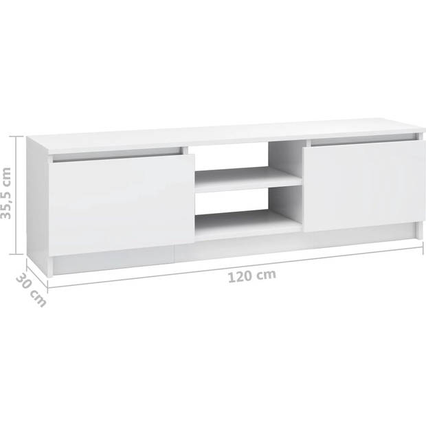 The Living Store TV-meubel Classic - 120 x 30 x 35.5 cm - Hoogglans wit