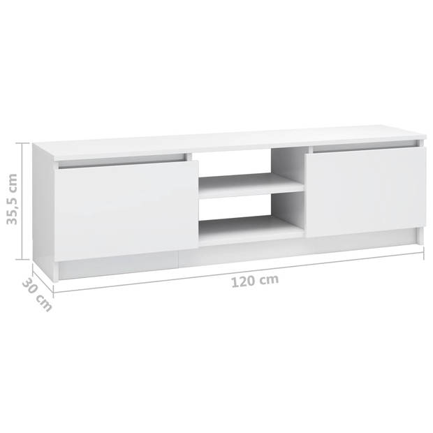 The Living Store TV-meubel Classic - 120 x 30 x 35.5 cm - Hoogglans wit