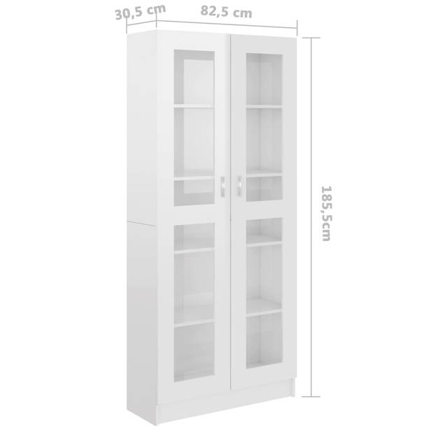 The Living Store Boekenkast - Hoogglans Wit - 82.5 x 30.5 x 185.5 cm - Spaanplaat