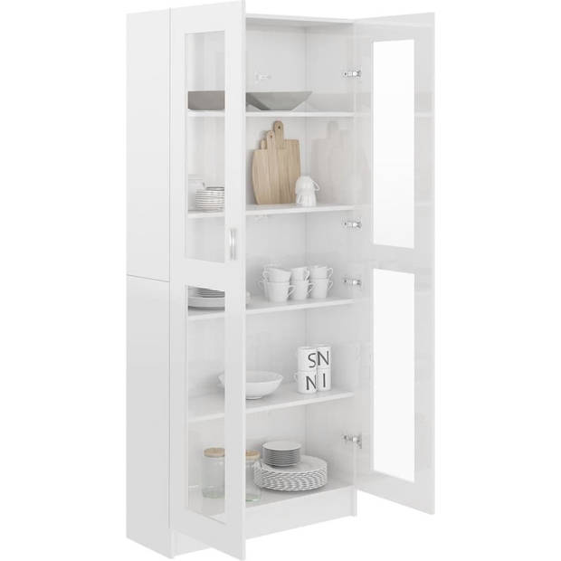 The Living Store Boekenkast - Hoogglans Wit - 82.5 x 30.5 x 185.5 cm - Spaanplaat