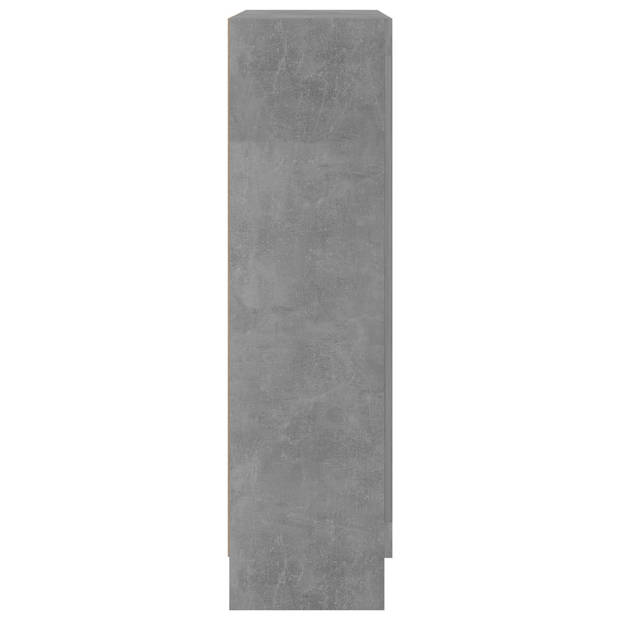 The Living Store Vitrinekast - Betongrijs - 82.5 x 30.5 x 115 cm - Spaanplaat en glas