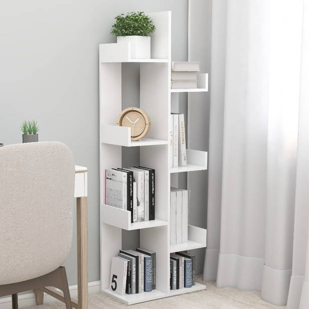 The Living Store Boekenkast - Wit - 48 x 25.5 x 140 cm - Stevig en Stabiel - Montage Vereist