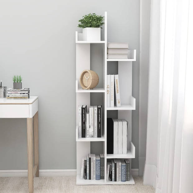 The Living Store Boekenkast - Wit - 48 x 25.5 x 140 cm - Stevig en Stabiel - Montage Vereist