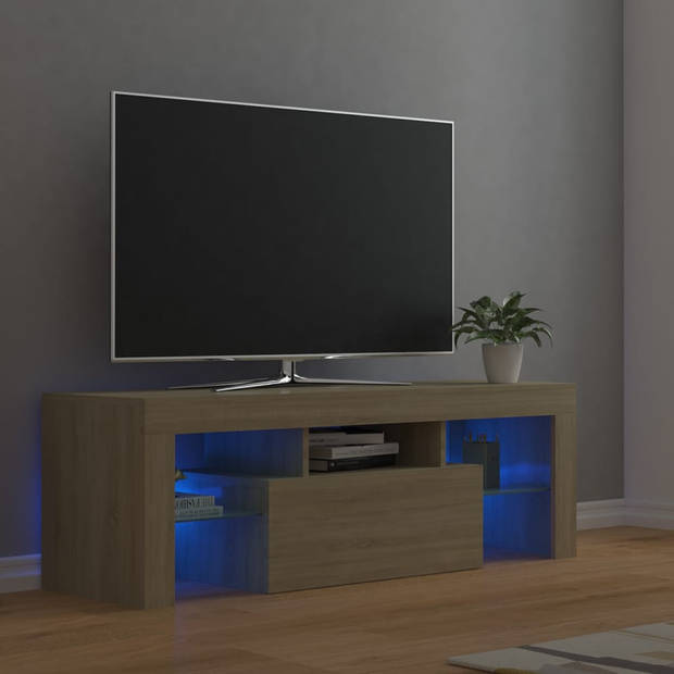 The Living Store TV-meubel Nordic - TV-meubel - Sonoma Eiken - 120 x 35 x 40 cm - Met RGB LED-verlichting