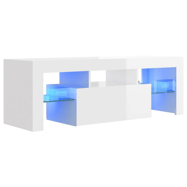 The Living Store TV-meubel Hoogglans Wit - 120 x 35 x 40 cm - RGB LED-verlichting