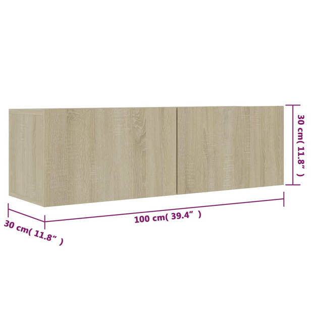 vidaXL Tv-meubel 100x30x30 cm bewerkt hout sonoma eikenkleurig