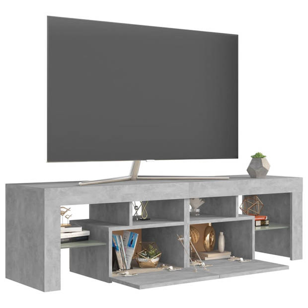 The Living Store Tv-meubel - betongrijs - 140 x 36.5 x 40 cm - RGB LED-verlichting - Montage vereist