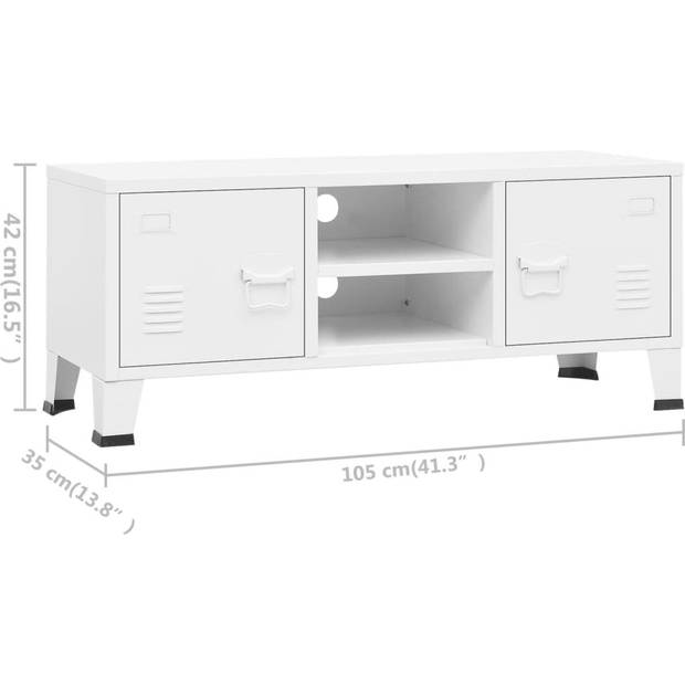 The Living Store TV-meubel Workshop - 105 x 35 x 42 cm - wit metaal