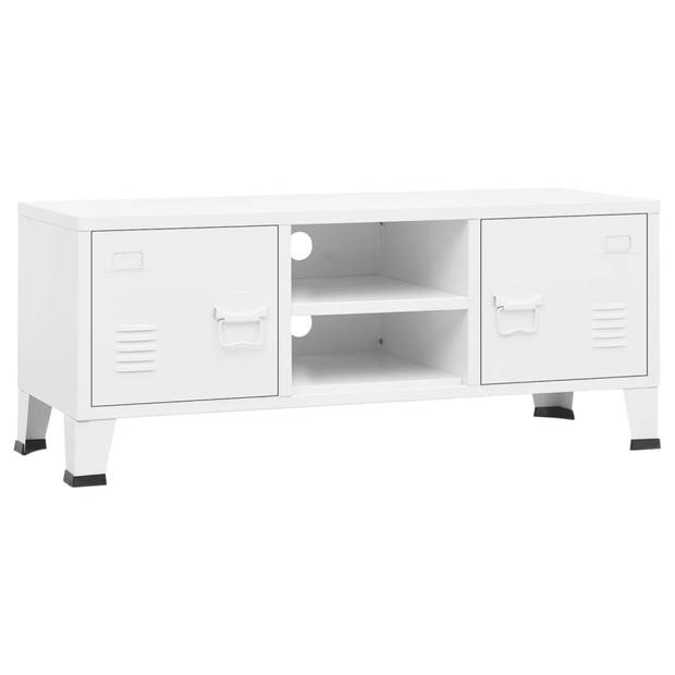 The Living Store TV-meubel Workshop - 105 x 35 x 42 cm - wit metaal