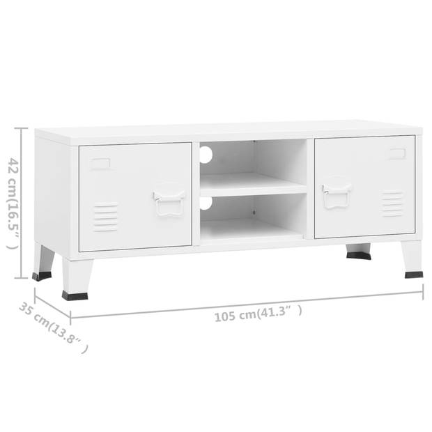 The Living Store TV-meubel Workshop - 105 x 35 x 42 cm - wit metaal
