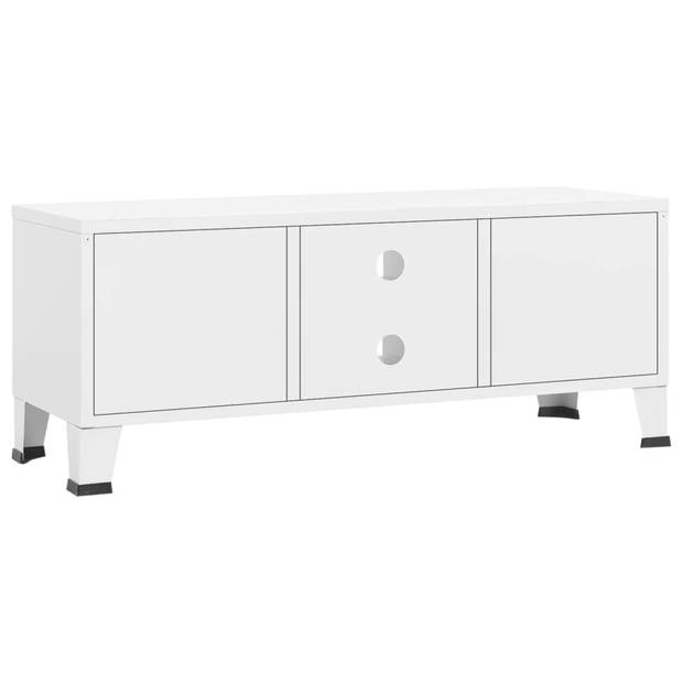 The Living Store TV-meubel Workshop - 105 x 35 x 42 cm - wit metaal