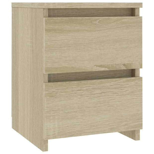 vidaXL Nachtkastjes 2 st 30x30x40 cm bewerkt hout sonoma eikenkleurig