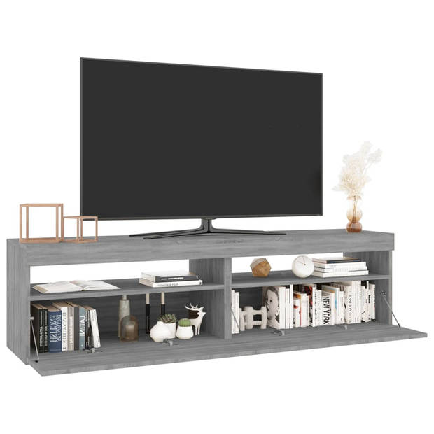 The Living Store TV-meubels - LED-verlichting - grijs sonoma eiken - 75 x 35 x 40 cm - met RGB LED-verlichting