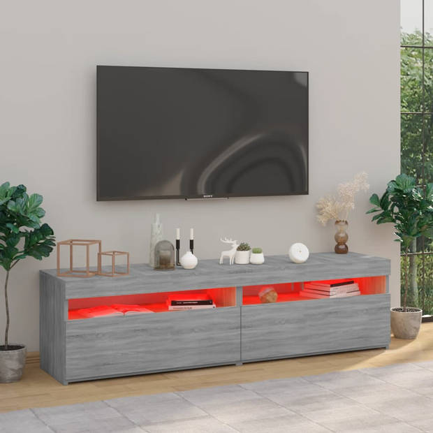 The Living Store TV-meubels - LED-verlichting - grijs sonoma eiken - 75 x 35 x 40 cm - met RGB LED-verlichting