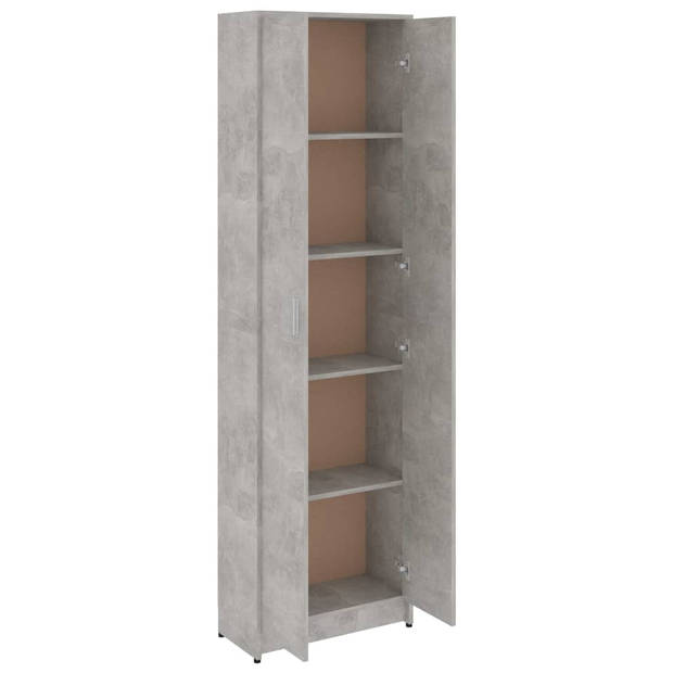 The Living Store Halkast Compact - 55 x 25 x 189 cm - Betongrijs - Spaanplaat - Met 5 vakken