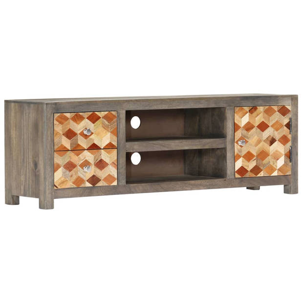 vidaXL Tv-meubel 120x30x40 cm massief mangohout grijs