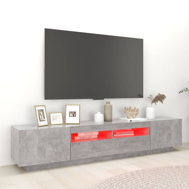 vidaXL Tv-meubel met LED-verlichting 200x35x40 cm betongrijs