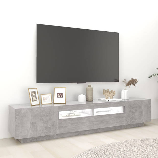 vidaXL Tv-meubel met LED-verlichting 200x35x40 cm betongrijs