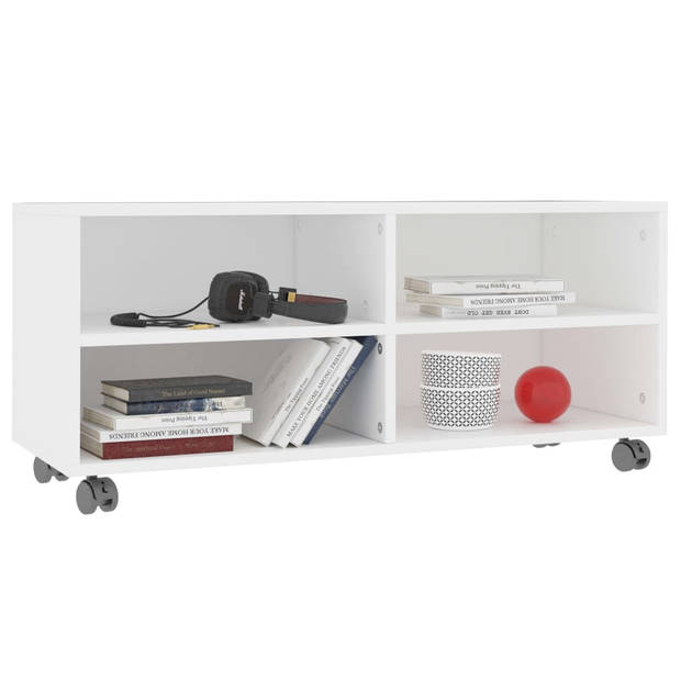 The Living Store TV-meubel - Trendy en praktisch - TV-meubels - 90 x 35 x 35 cm - Ken- Stevig en duurzaam - Kleur- Wit